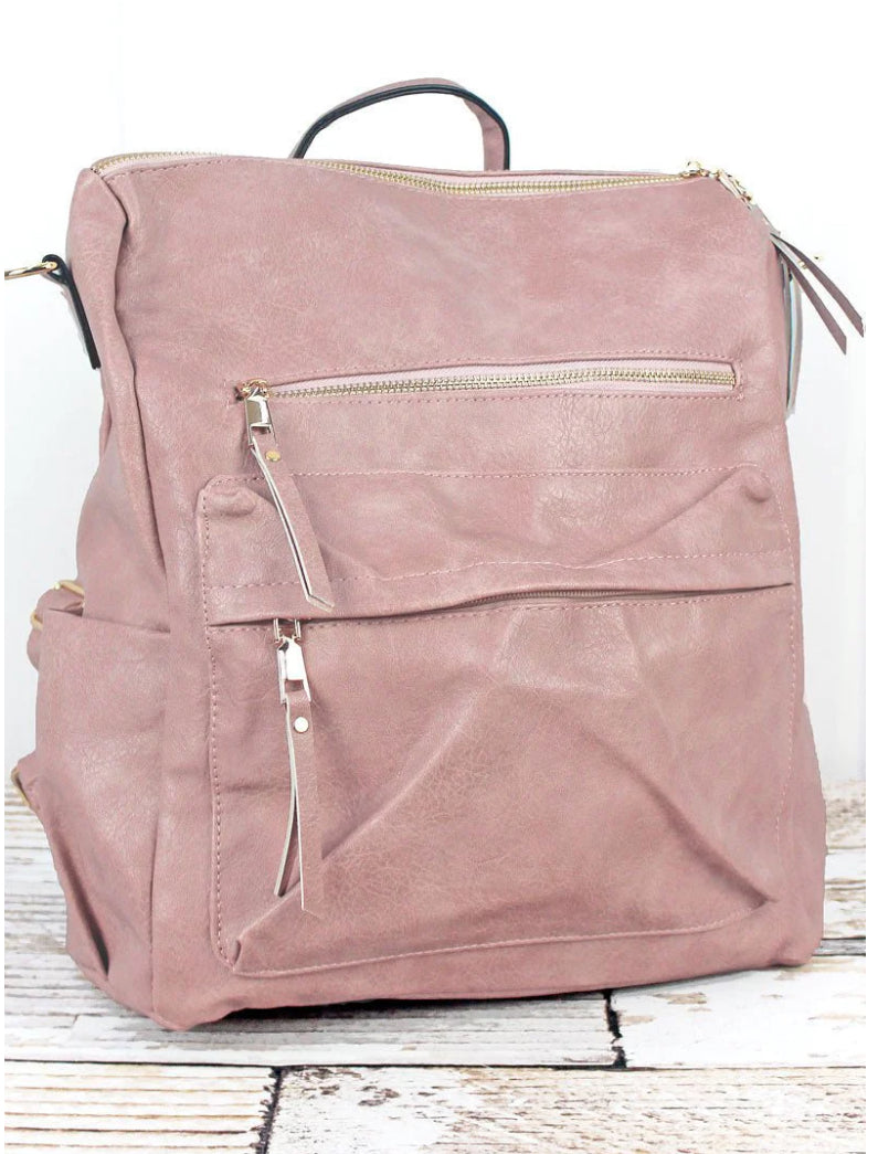 Faux Leather Backpack/ Tote Bag
