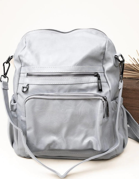 Faux Leather Backpack/ Tote Bag