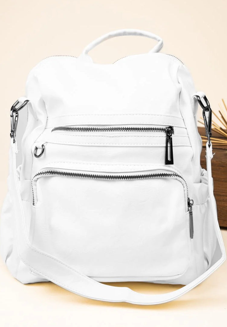 Faux Leather Backpack/ Tote Bag