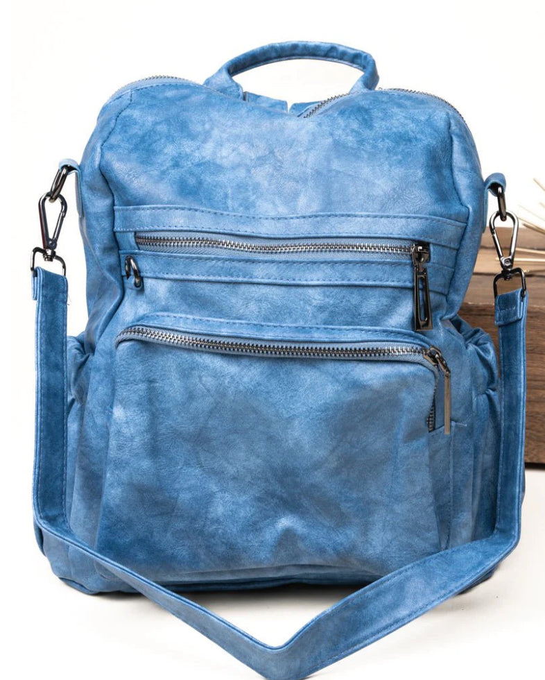 Faux Leather Backpack/ Tote Bag