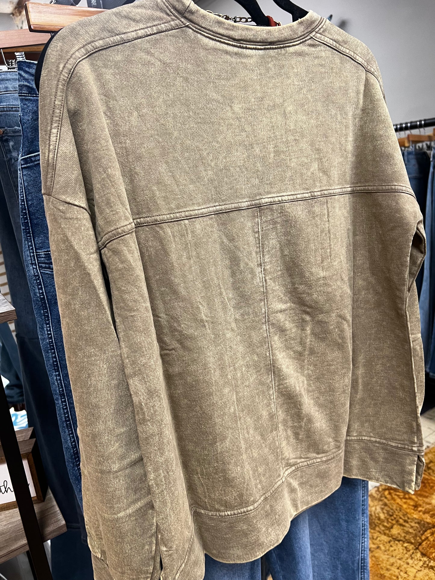 Acid wash tan sweatshirt