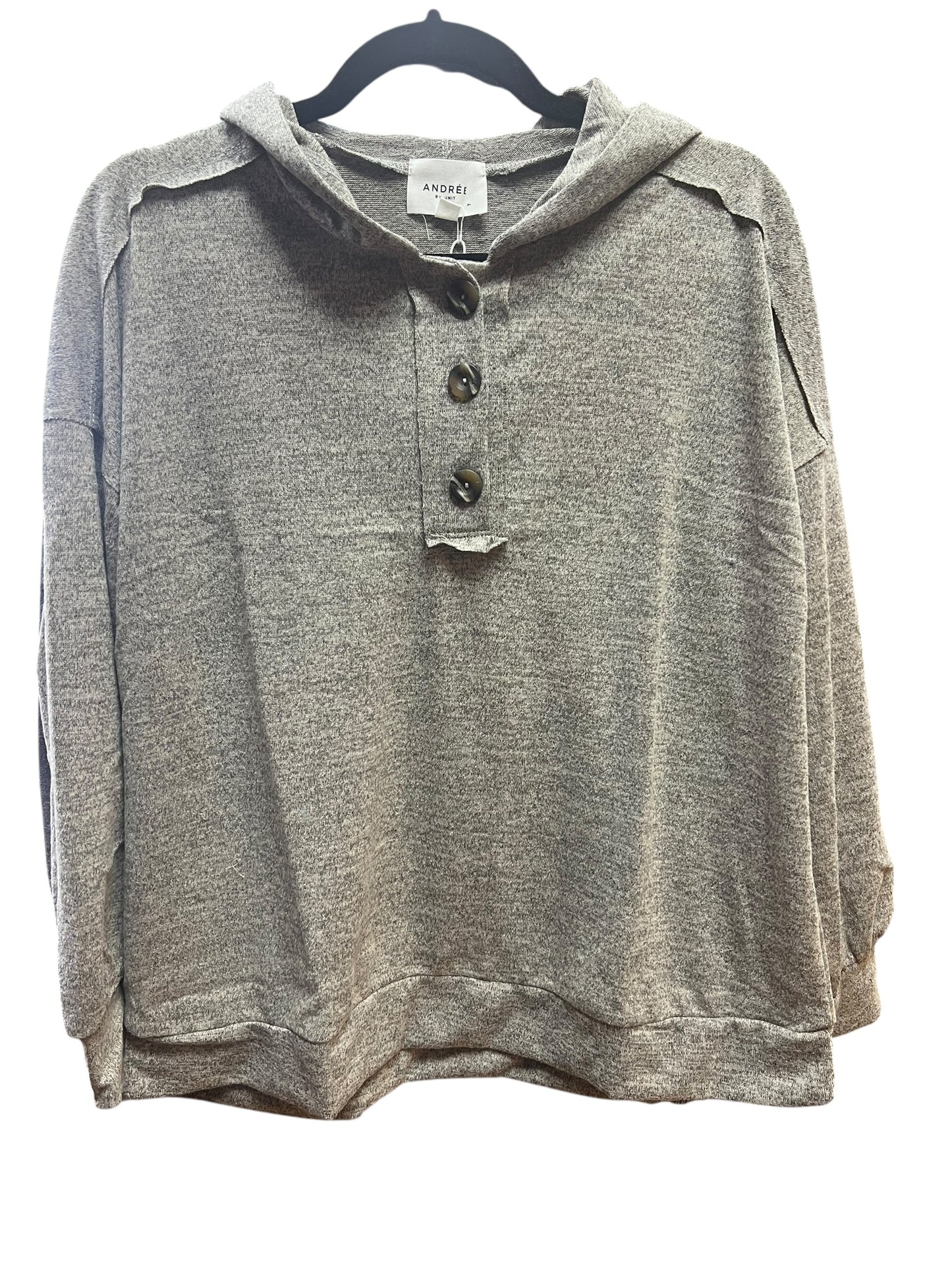 Hooded lightweight 3/4 button top