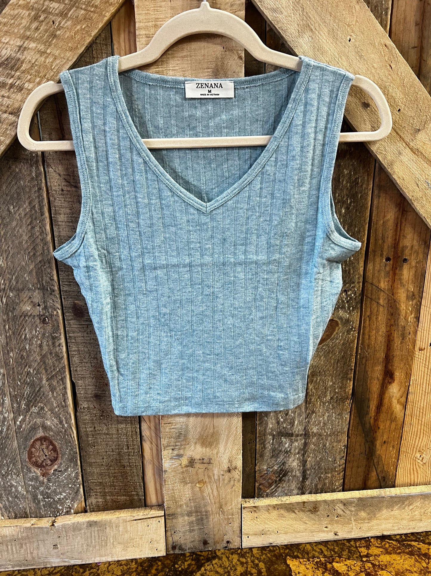 Cropped Ribbed Scoop Neck Tank