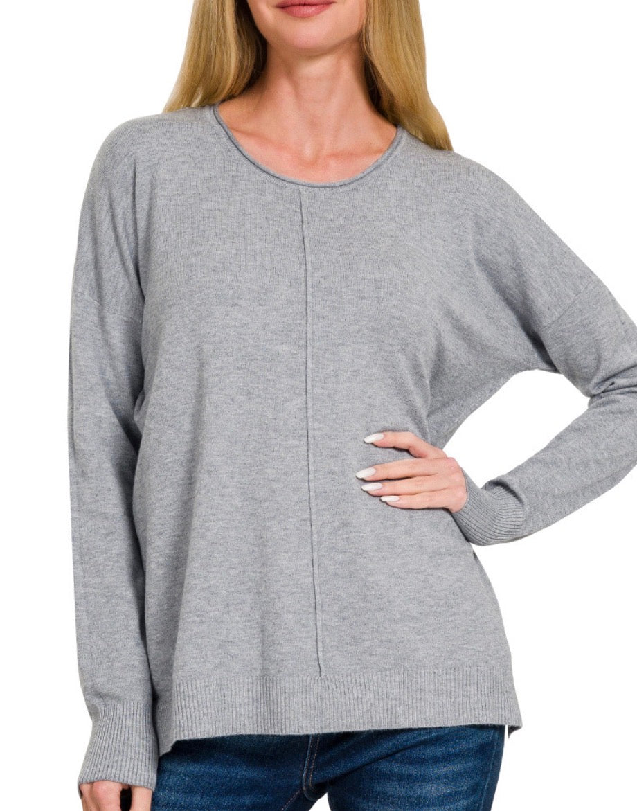 Viscose Front Seam Round Neck Sweater