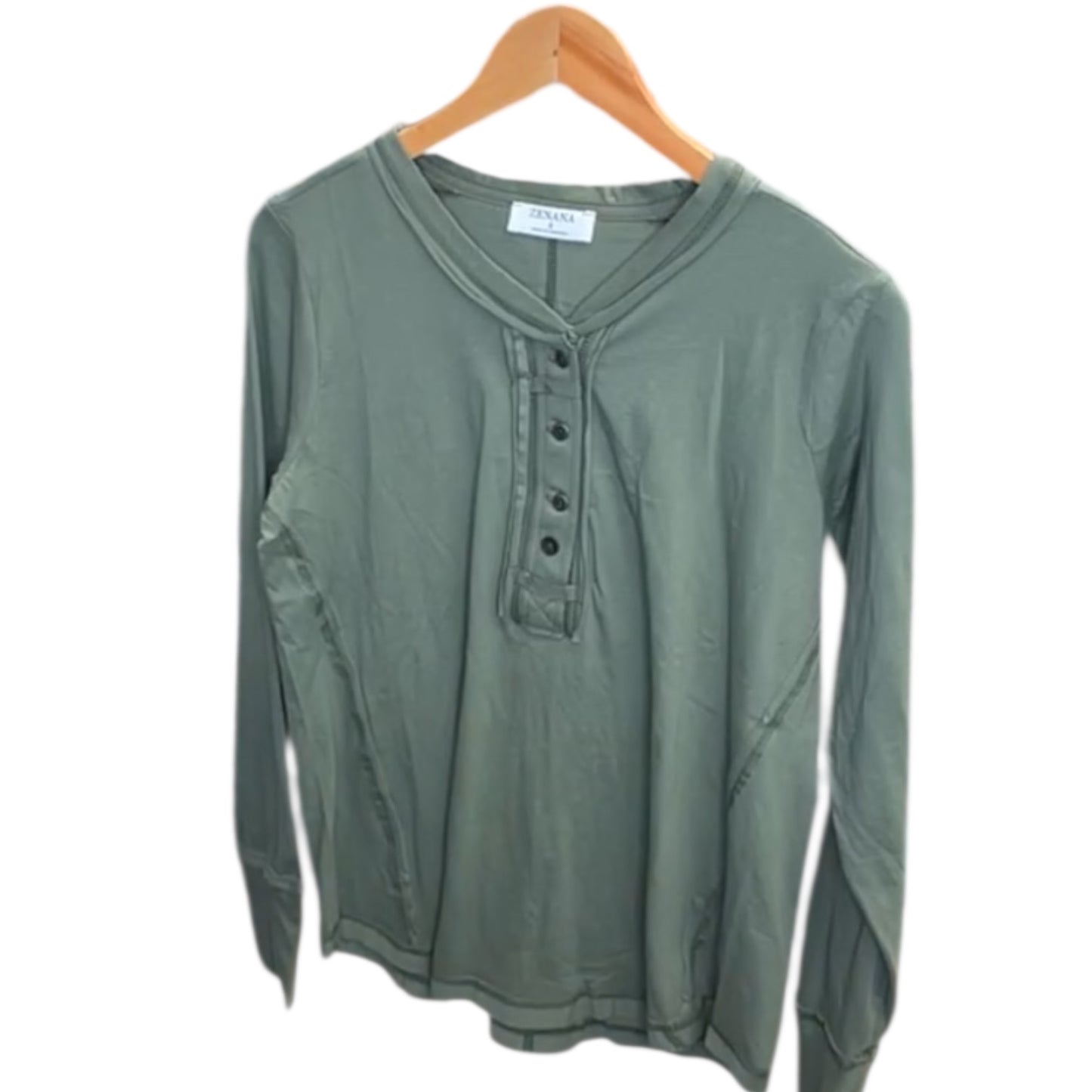 Olive henley long sleeve top