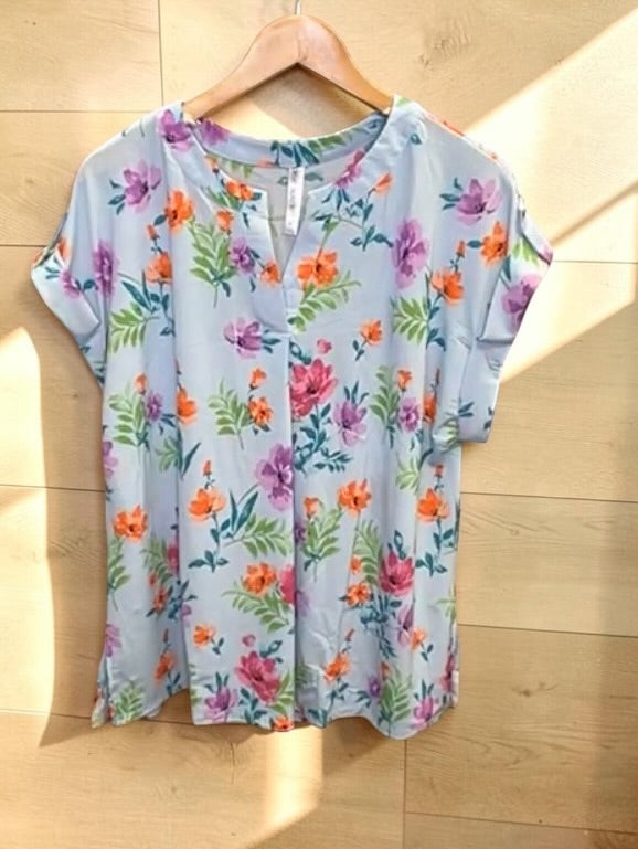 Light blue floral top- plus