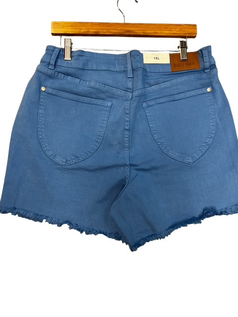 Plus mid-rise Sky blue frayed Judy Blue shorts