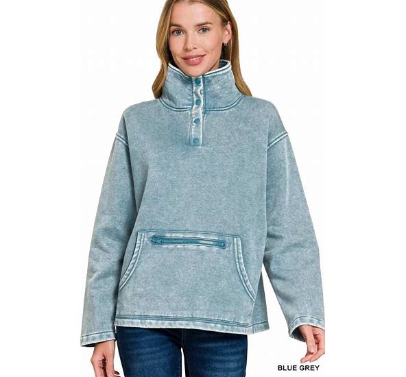 Fleece washed kangaroo pocket sweatshirt