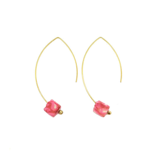 Aasha Kantha Handcrafted Single Square Bead Long Earrings