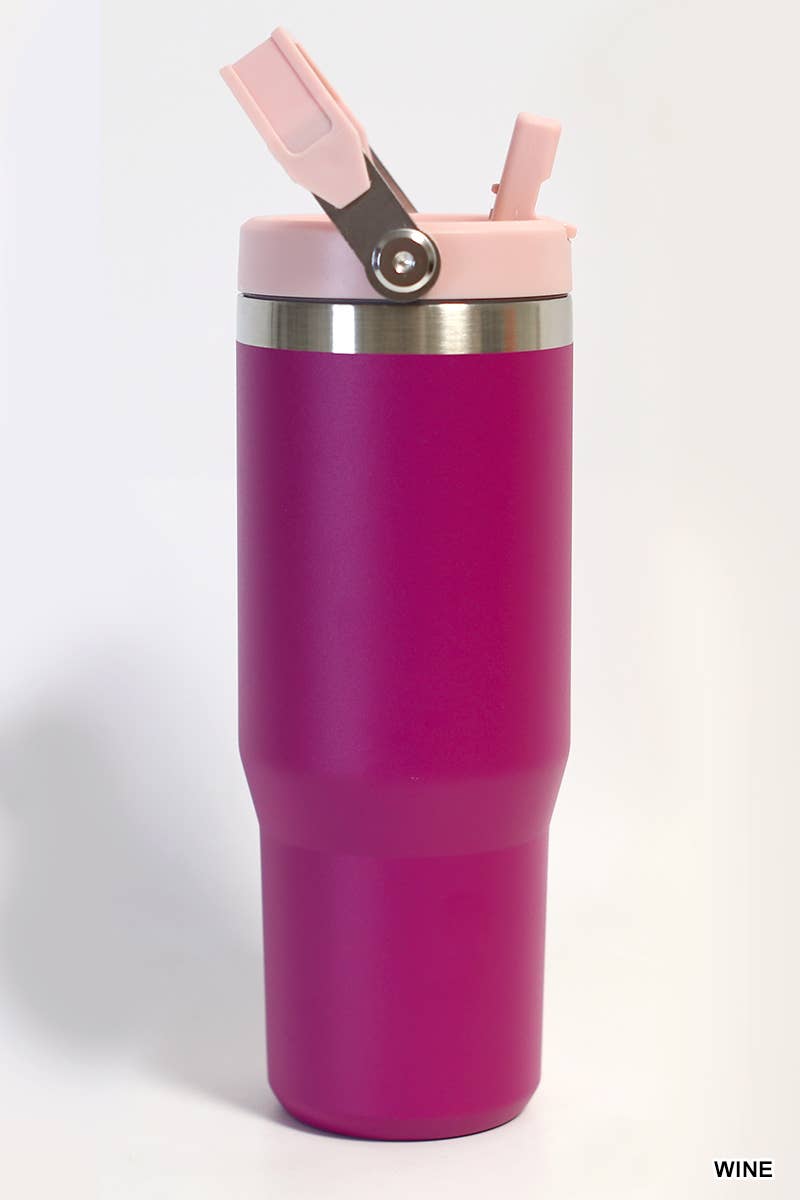 30 oz Stainless Steel Flip Straw Tumbler