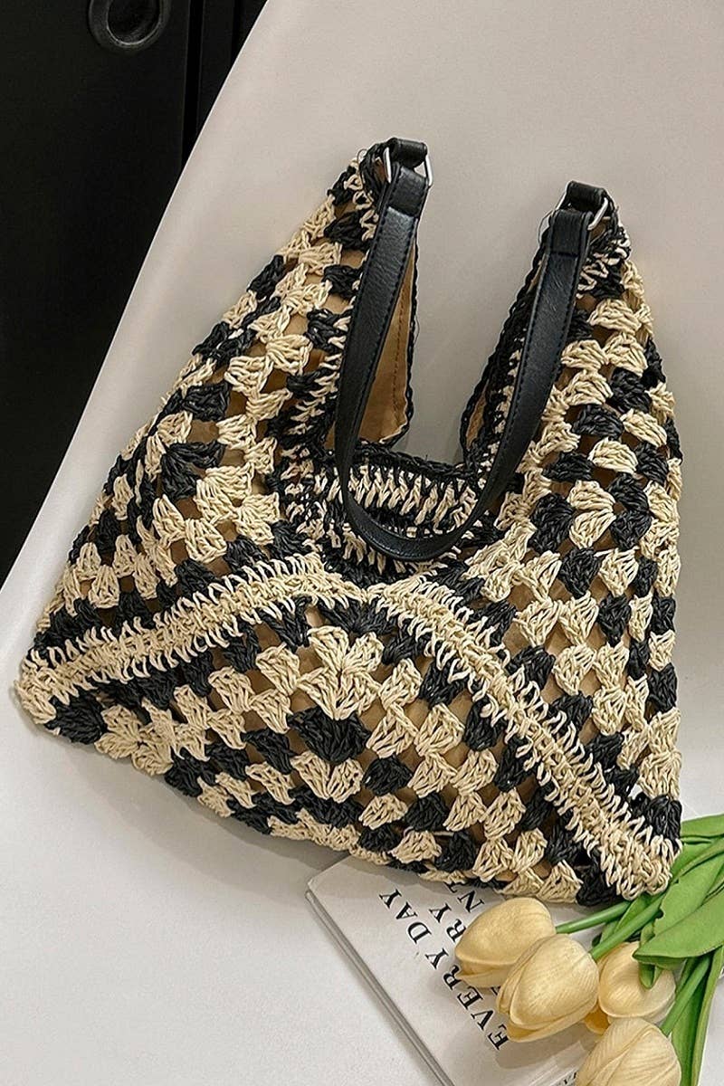 Vintage Woven Straw Crochet Bag