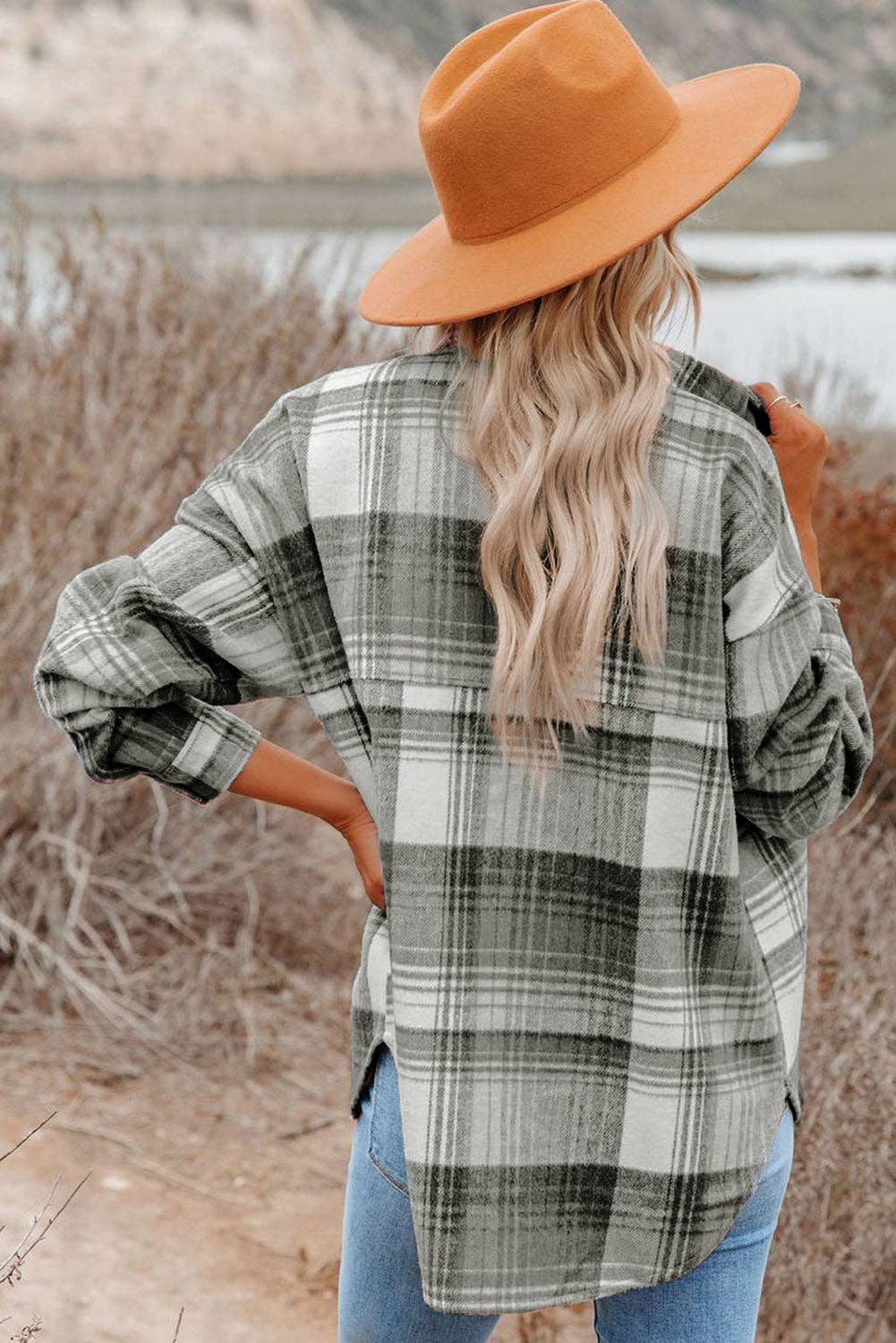 Casual grey Plaid Shacket