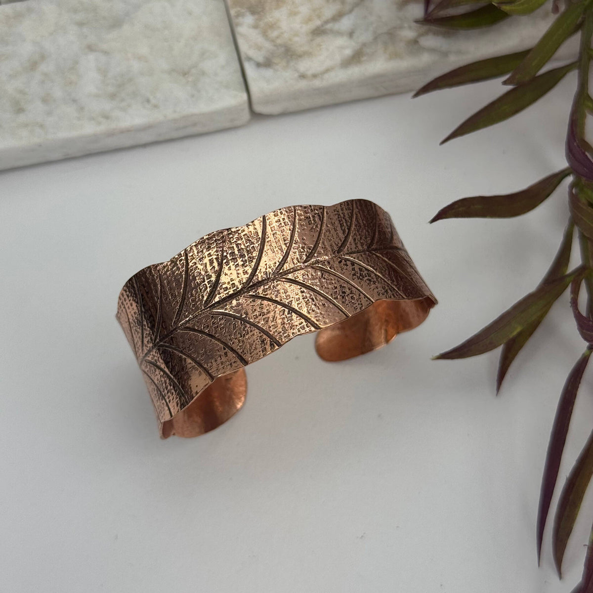 Leaf Vine Pattern Copper Cuff