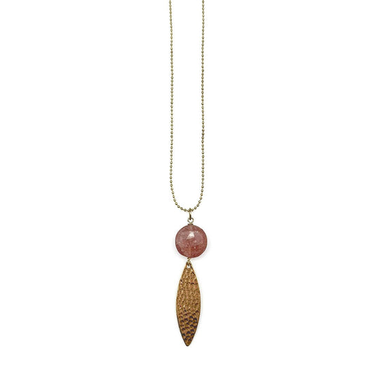 Akriti Gold and Strawberry Quartz Necklace