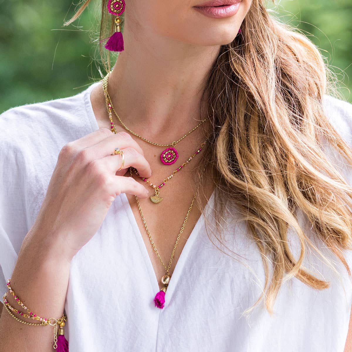 3 Layer with Small Charms necklace