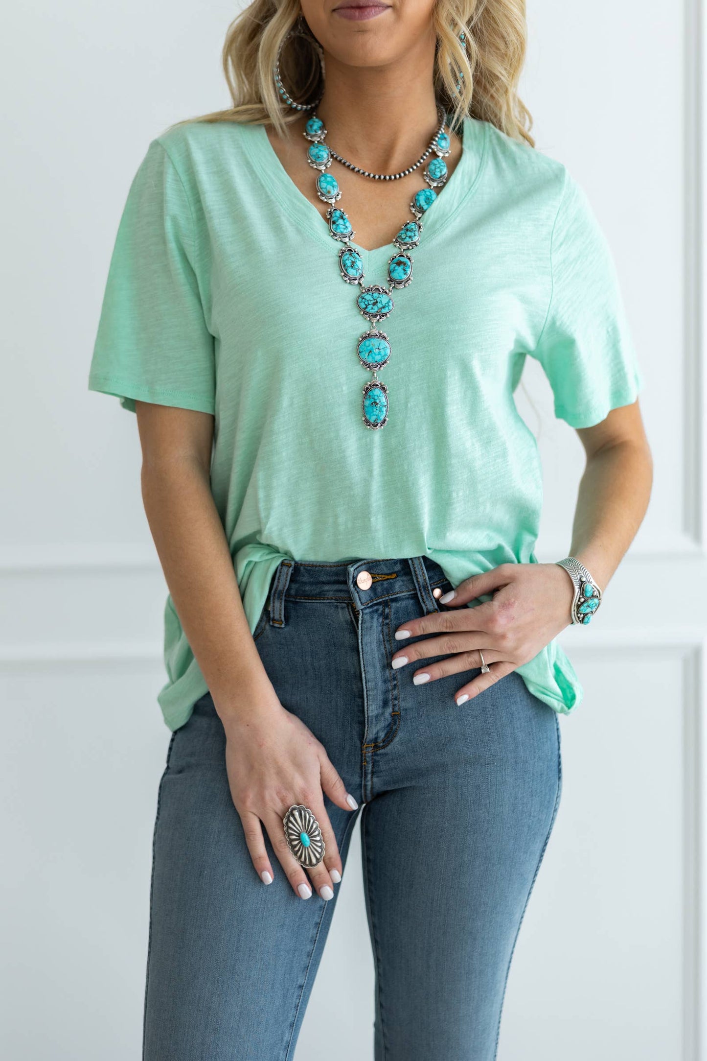 Basic Cotton V Neck Short Sleeve tee