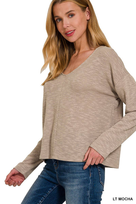 Crop v-neck Long Sleeve Top