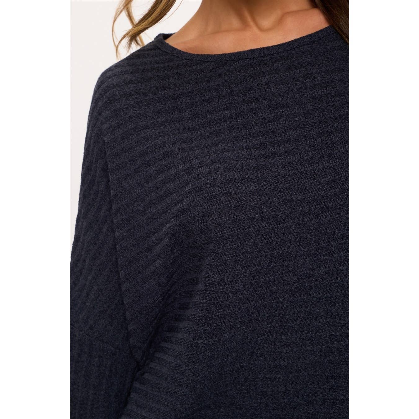 Navy Oversized dolman ribbed top