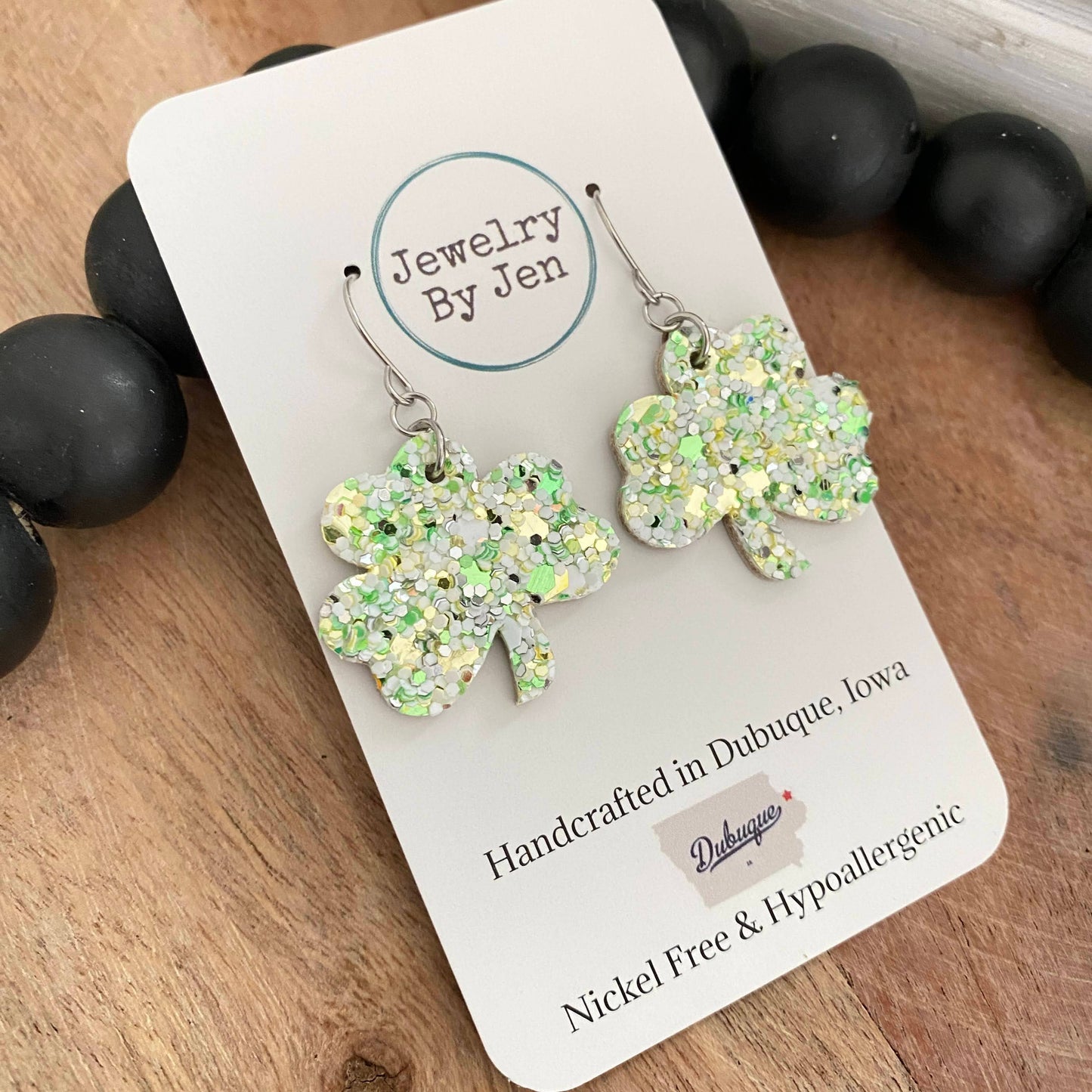 Shamrock Earrings: Spearmint Glitter