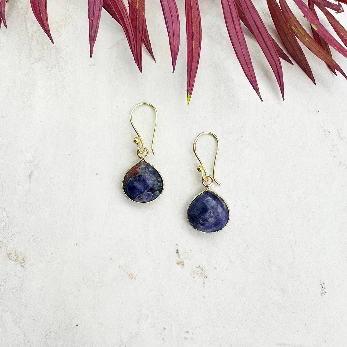 Earrings with Semi-Precious Stone - Sodalite
