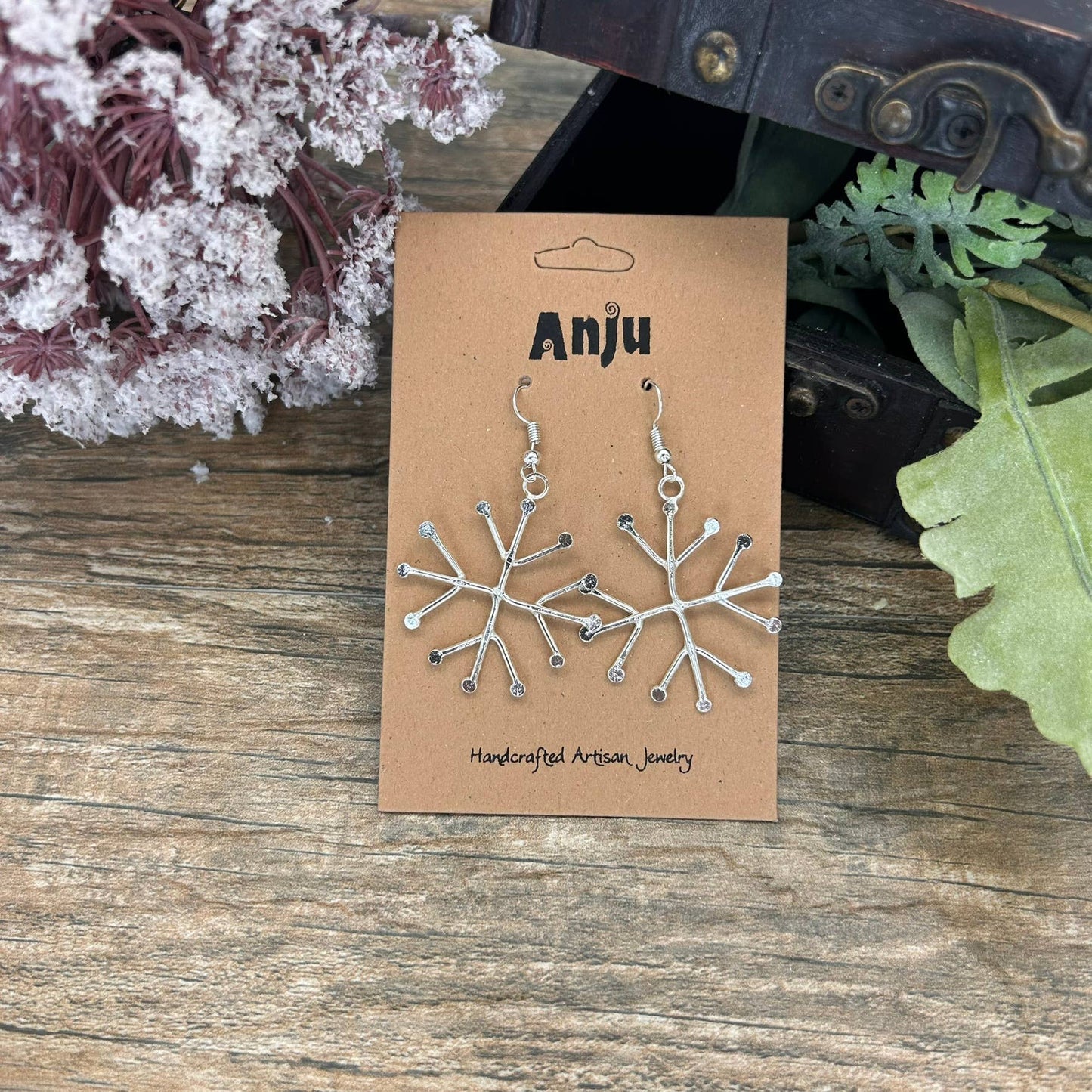 Silver Plated Earrings - Snowflake
