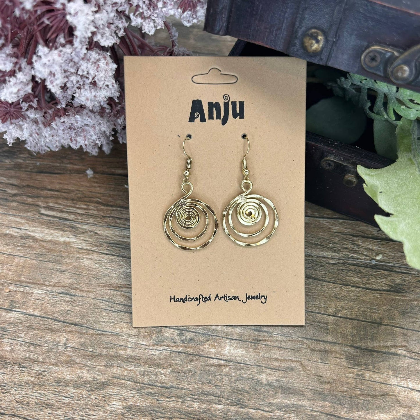Gold Plated Earrings - Spiral Circle