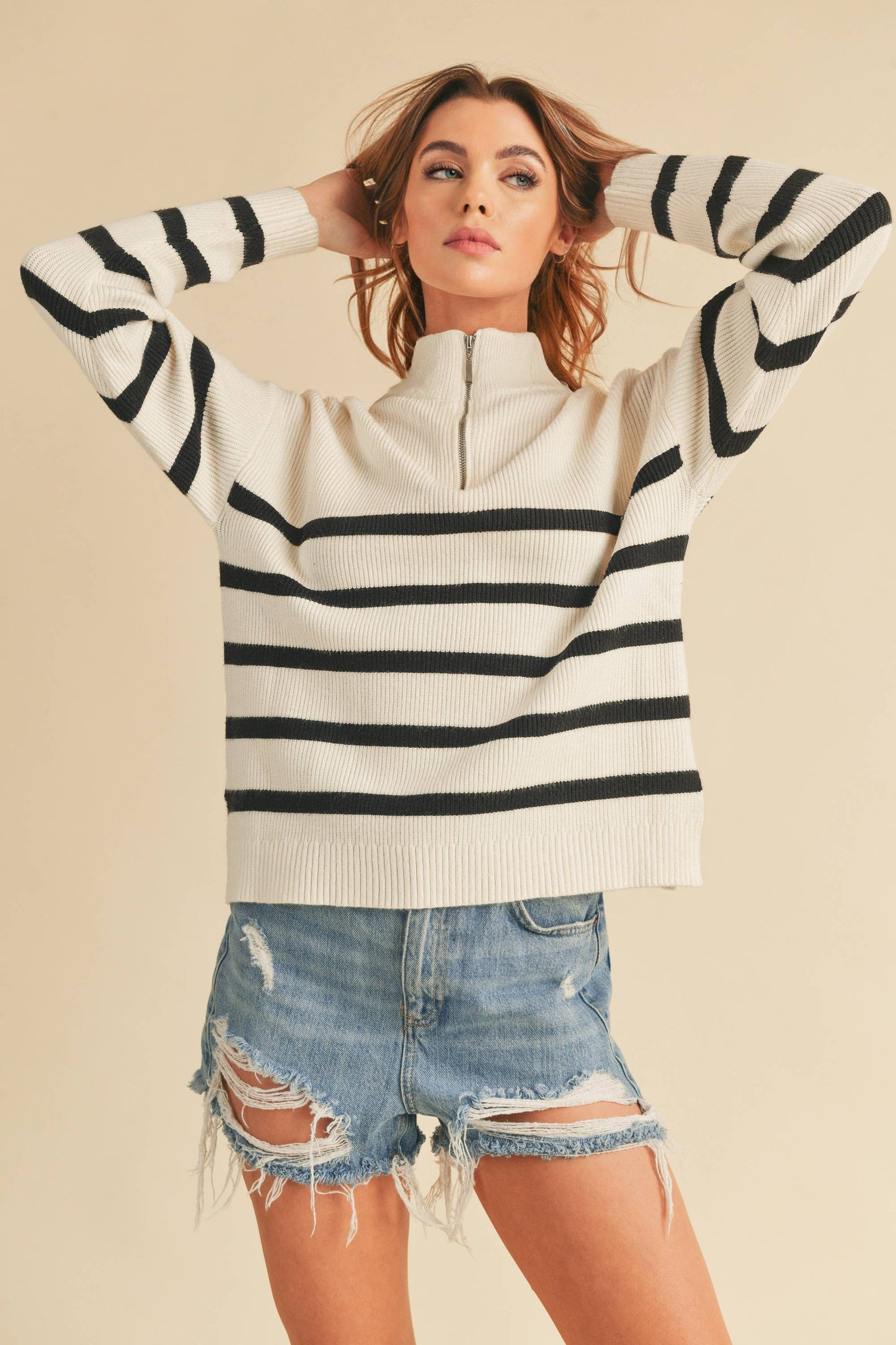 Stripe quarter zip Sweater