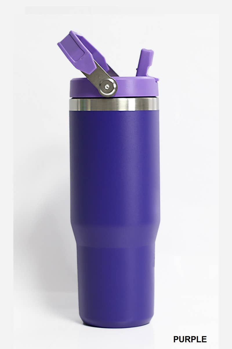 30 oz Stainless Steel Flip Straw Tumbler
