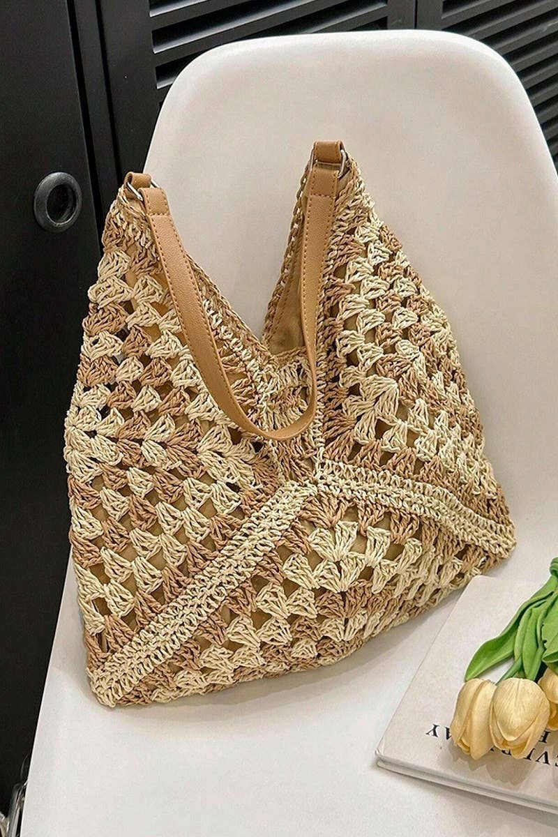 Vintage Woven Straw Crochet Bag
