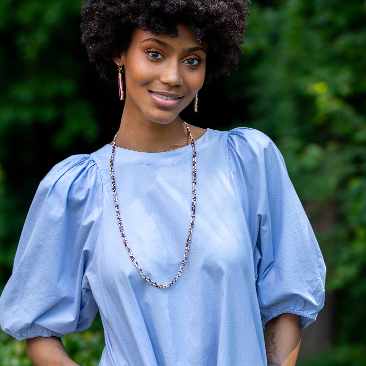 Turquoise water- Seed Bead Multi-Strand Necklace