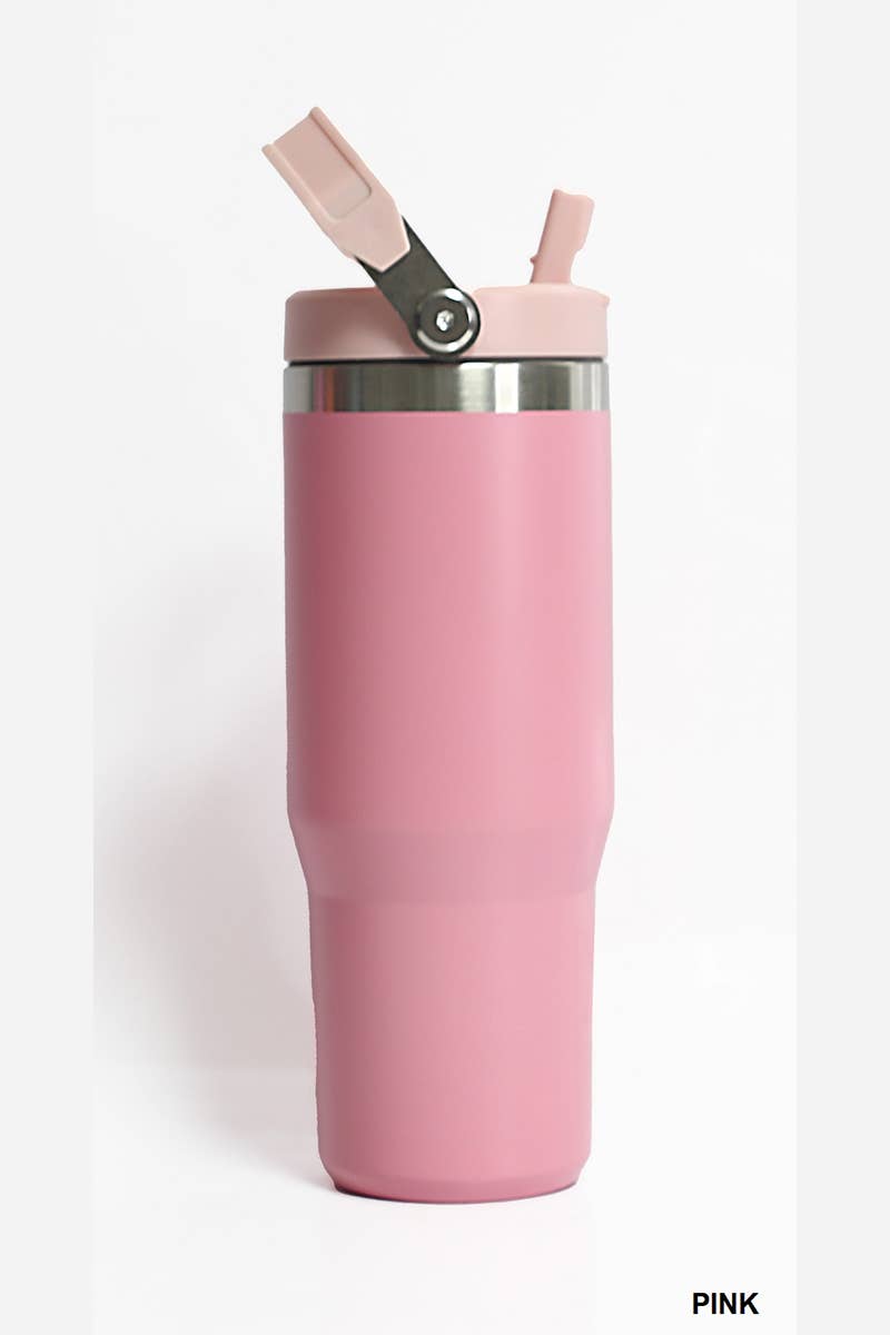 30 oz Stainless Steel Flip Straw Tumbler