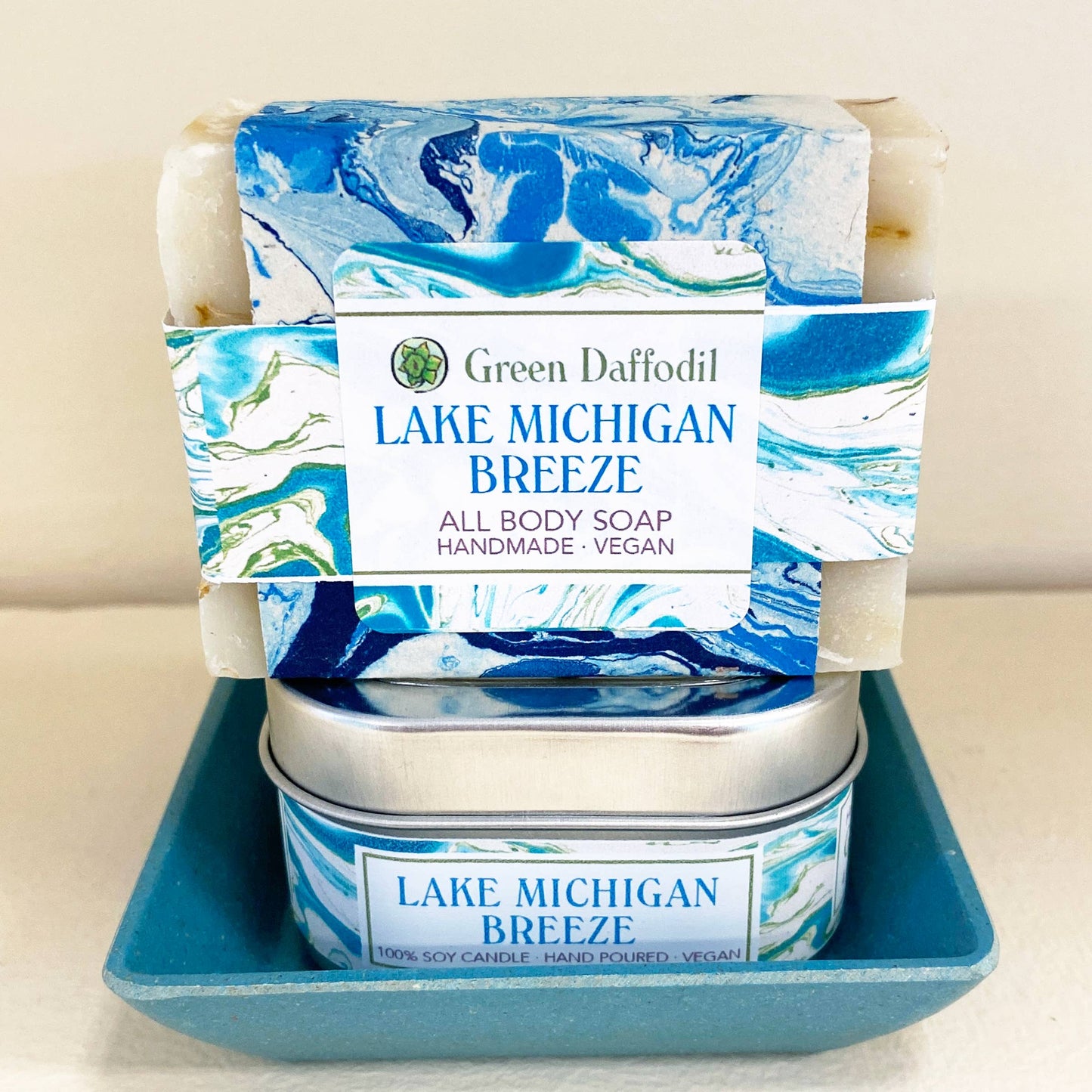 Lake Michigan Breeze Candle & Soap Dish Gift set