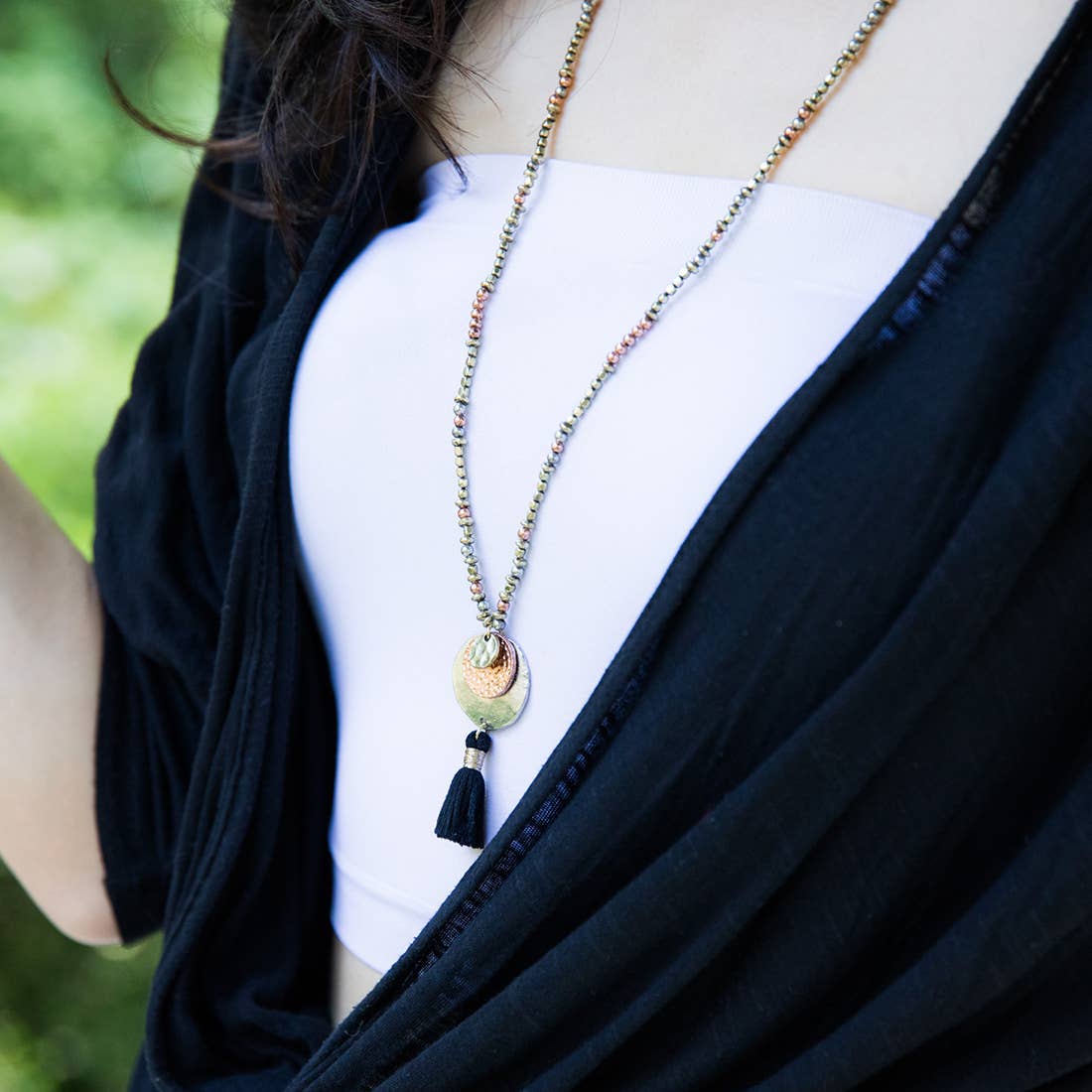 Sachi Discs with Tassel Long Necklace
