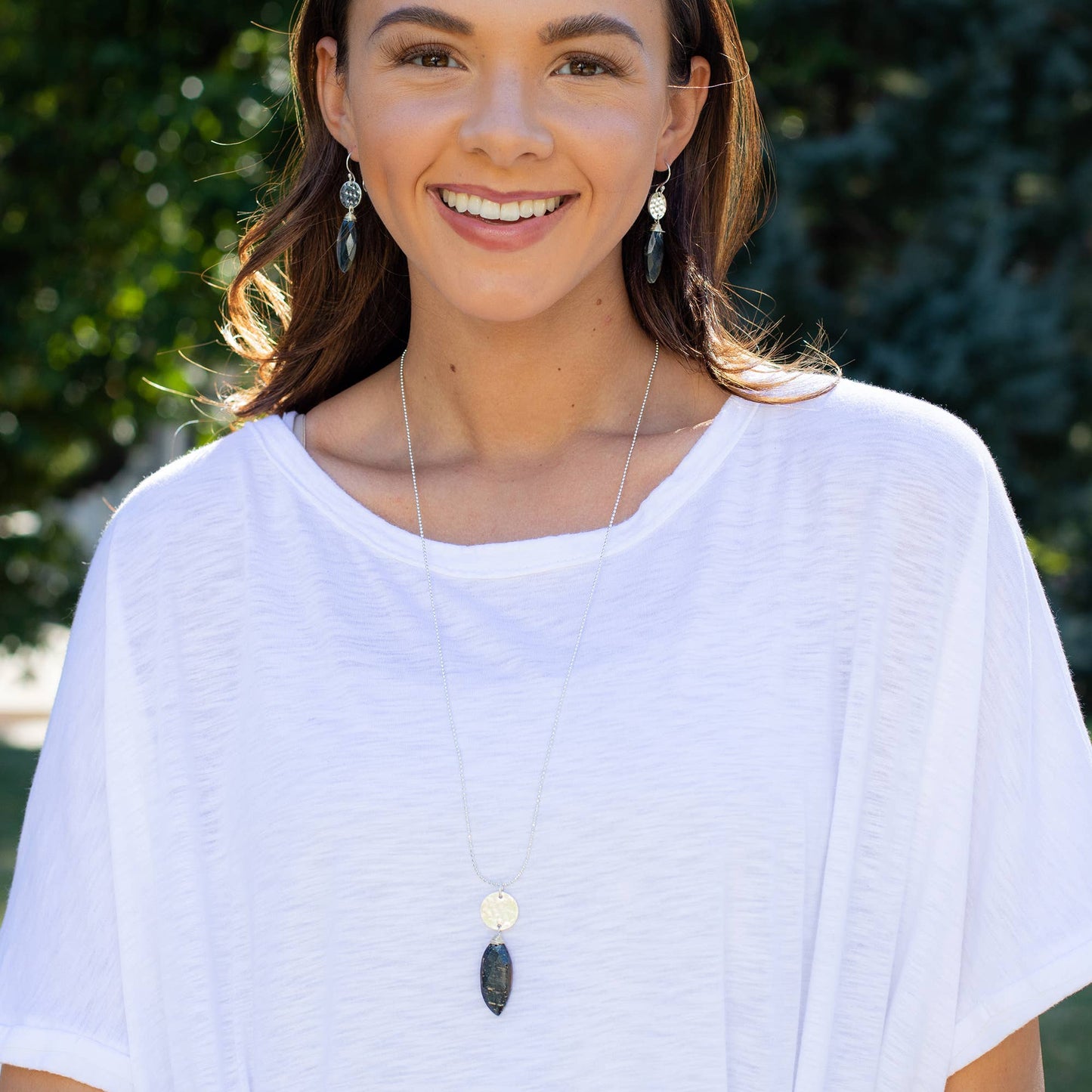 Akriti Silver -Black TigerEye Necklace