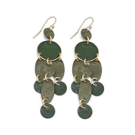 Forest Green Layered Tassel earrings