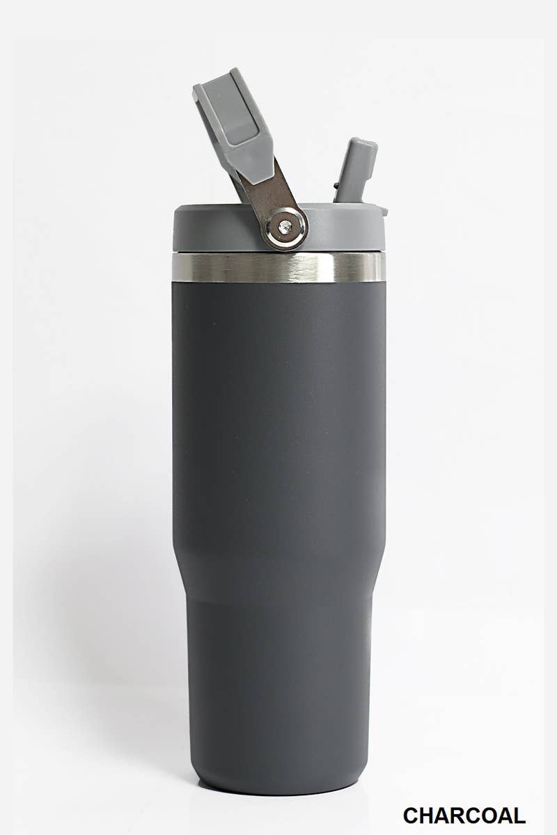 30 oz Stainless Steel Flip Straw Tumbler