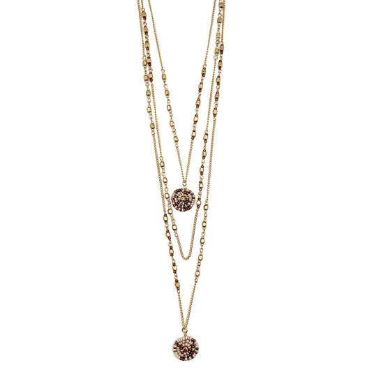 Sachi Coffee & Cream Necklace - Gold Bead & Discs