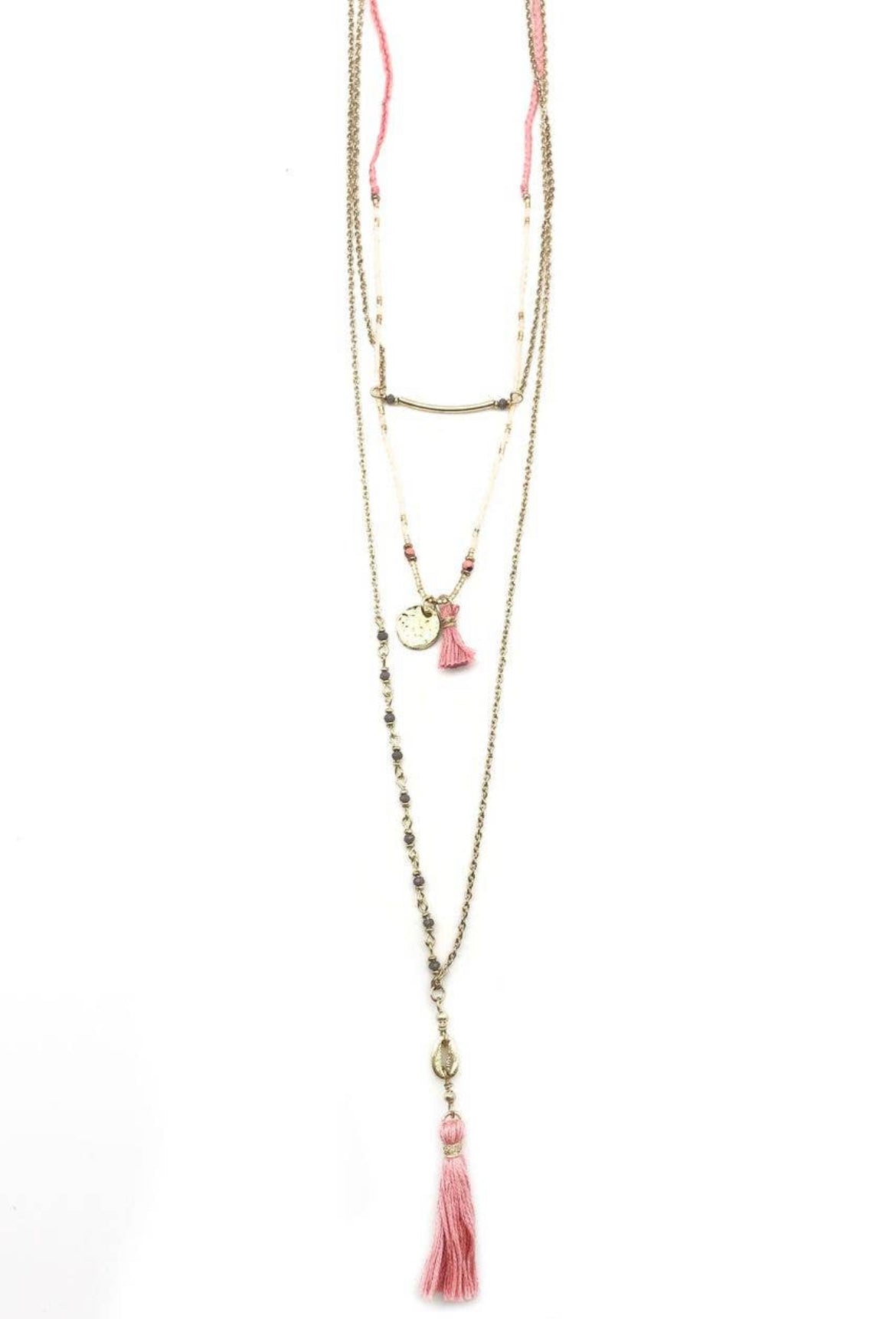 Tassels and charm necklace