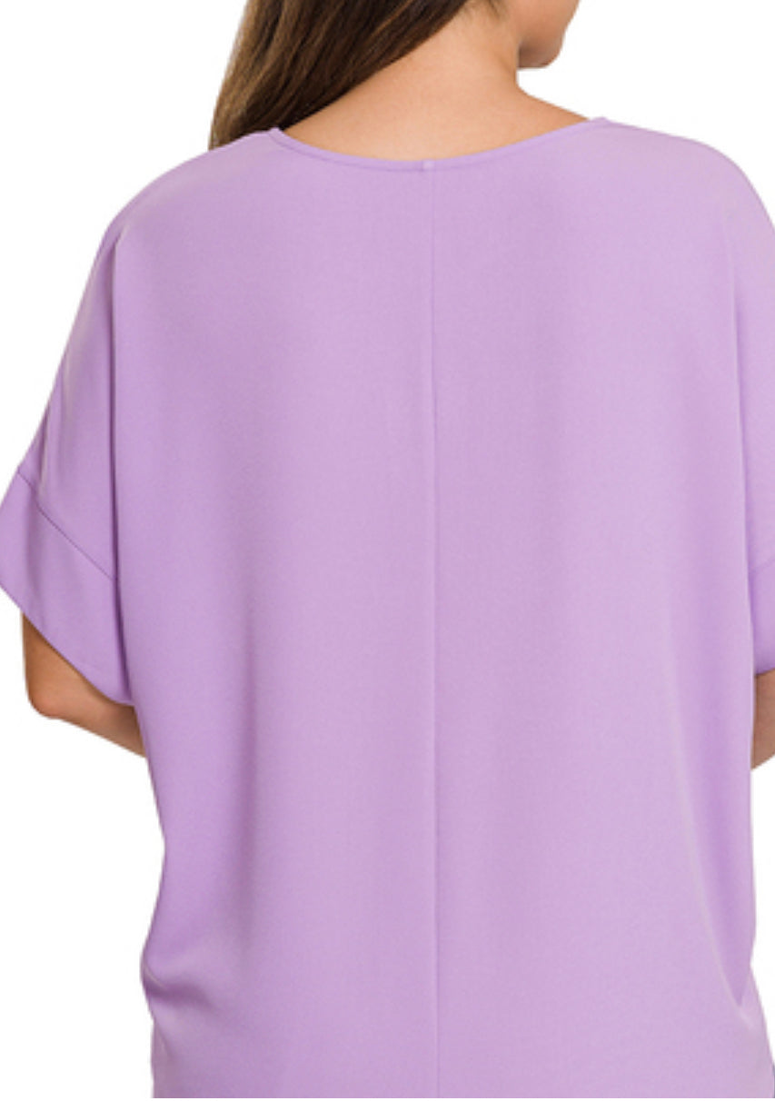 Plus lavender split neck top