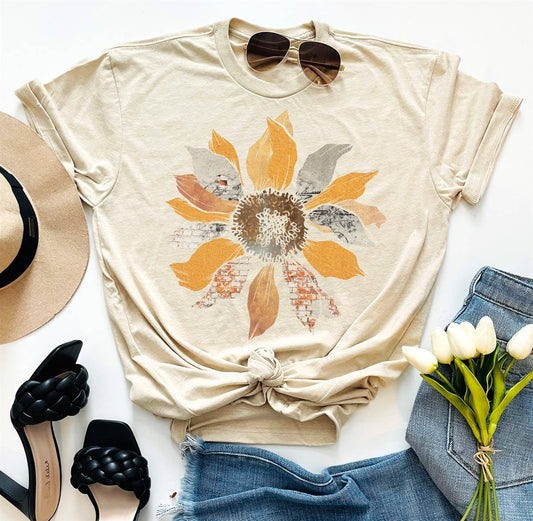 Grunge Sunflower Graphic tee