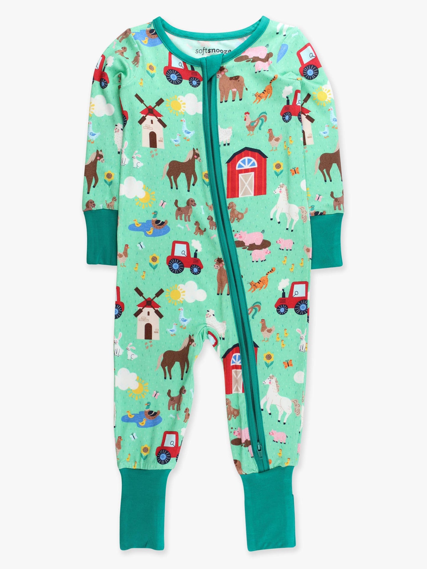 Boys Farm Friends Convertible One Piece Footie Pajama