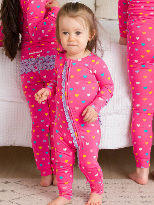 Hearts Convertible Ruffle Footie Pj