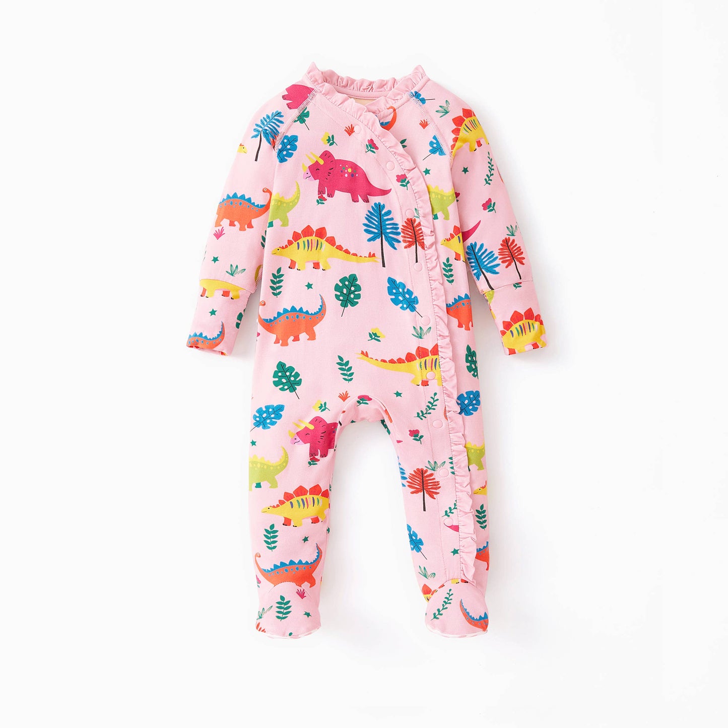 Dino Bamboo Romper Ruffled Snap Footie
