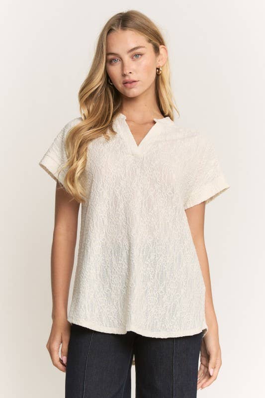 Ivory lace detail top