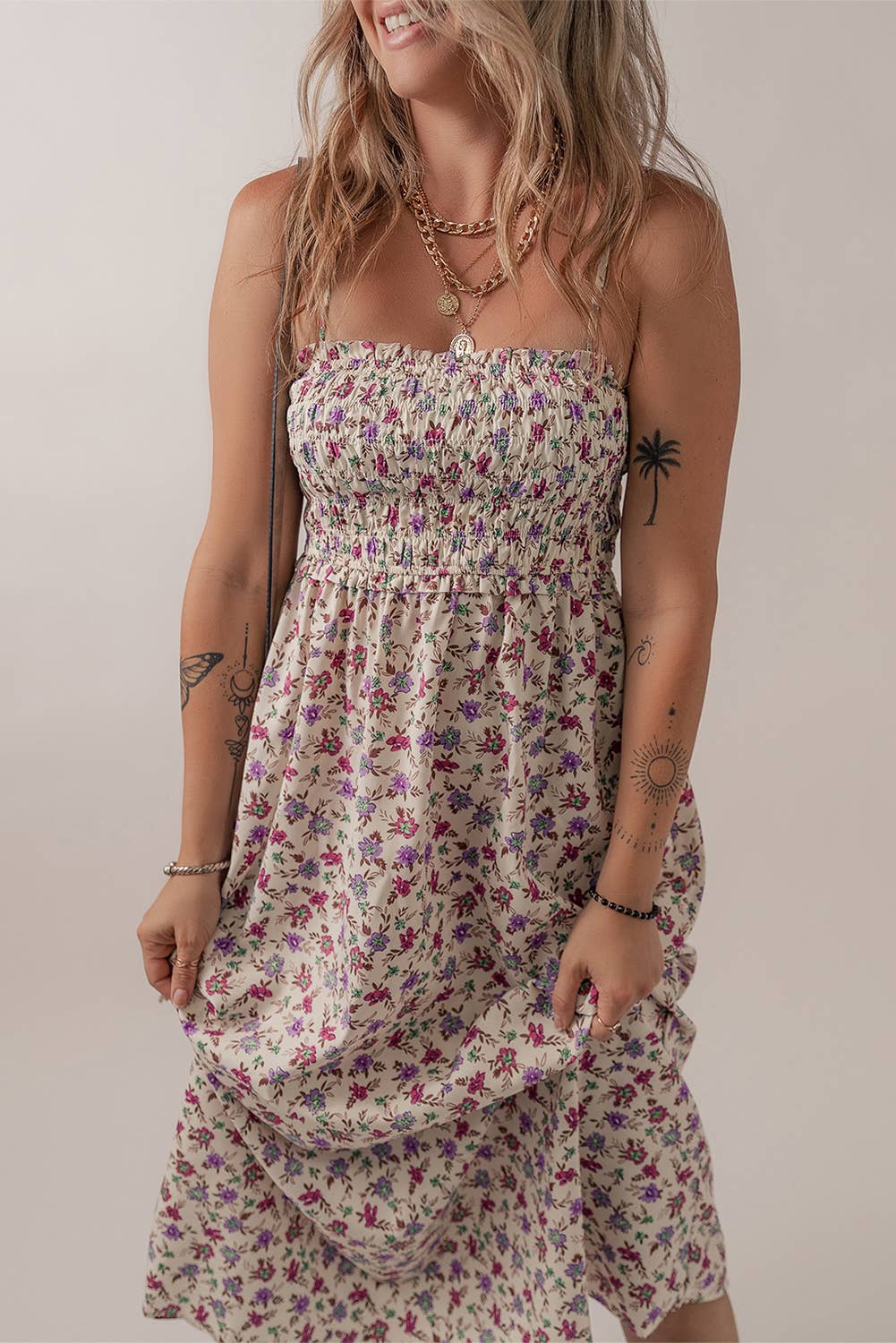 Boho Floral Smocked Fit Flare Sundress