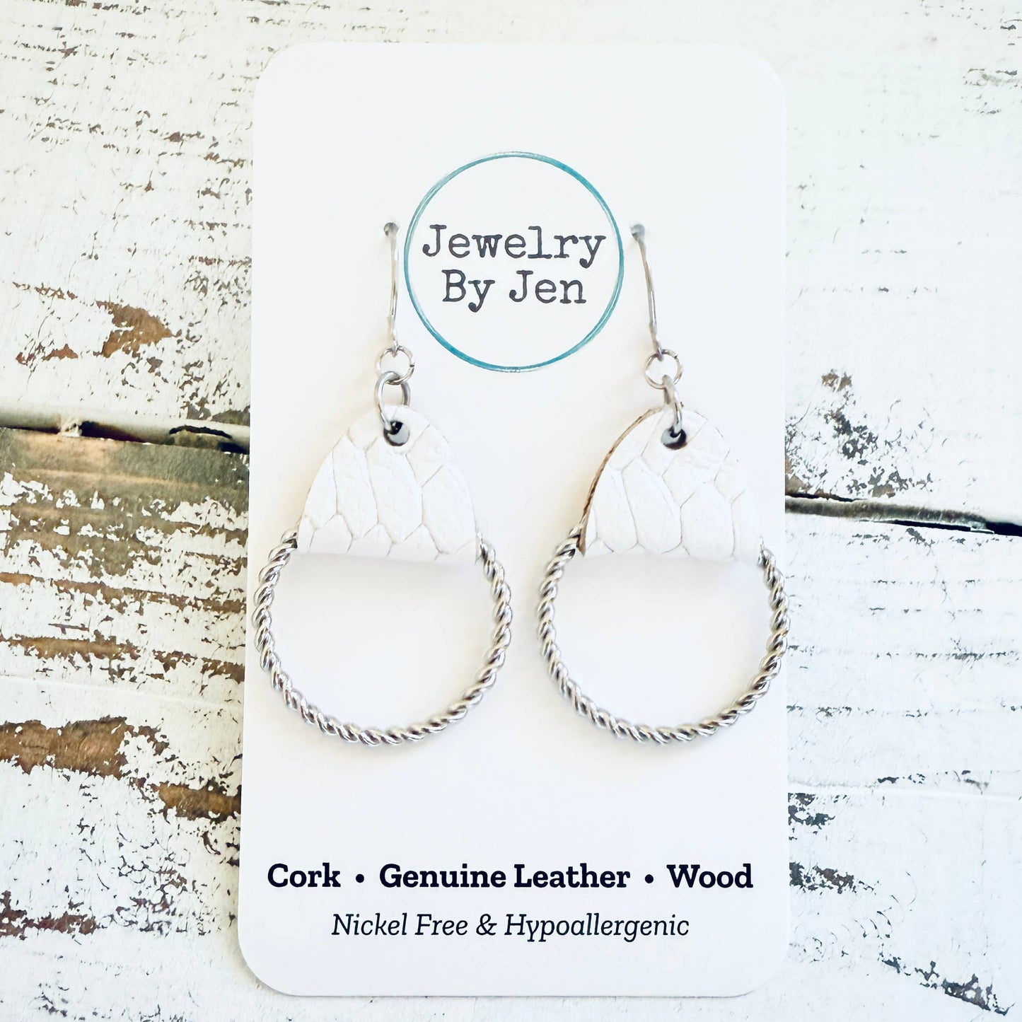 White Braided- Twisted Hoop Earrings