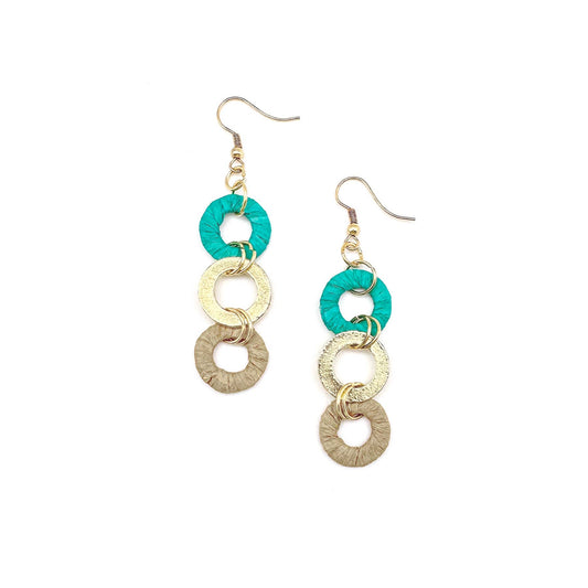 Sachi Teal and Beige Small Rings earrings