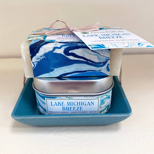Lake Michigan Breeze Candle & Soap Dish Gift set