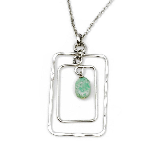 Antique Silver Framed Amazonite Necklace