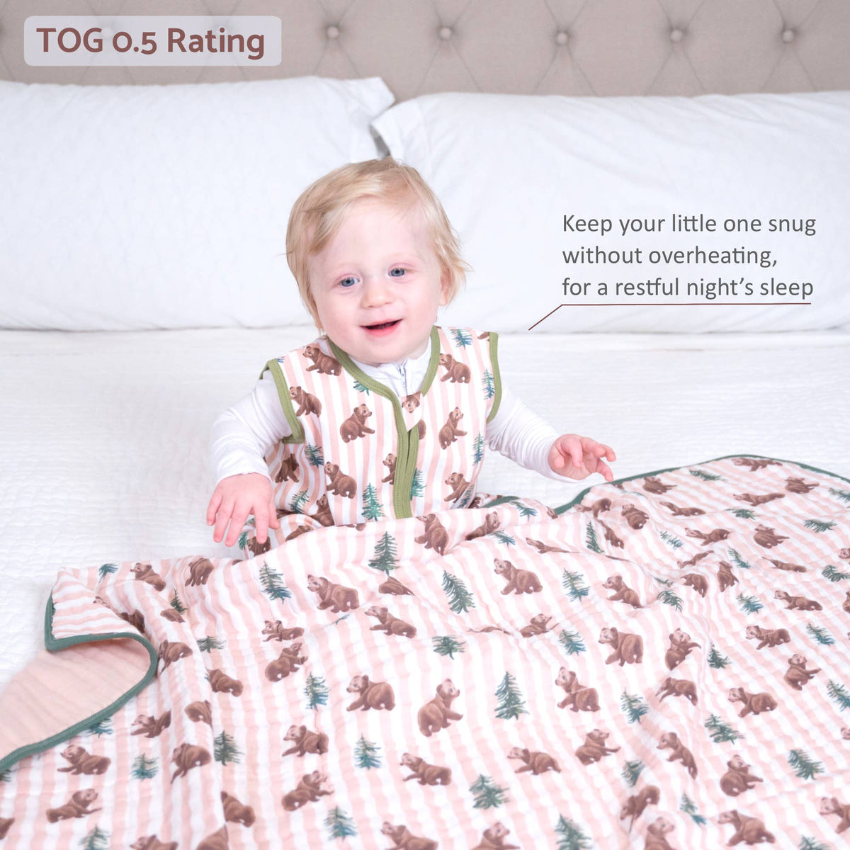 Organic Cotton Sleep Sack 0.5 TOG Baby Bear